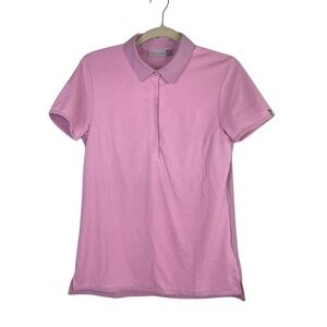 KJUS Womens Golf Polo Shirt Pink Short Sleeve Button Collar Pickleball Size L